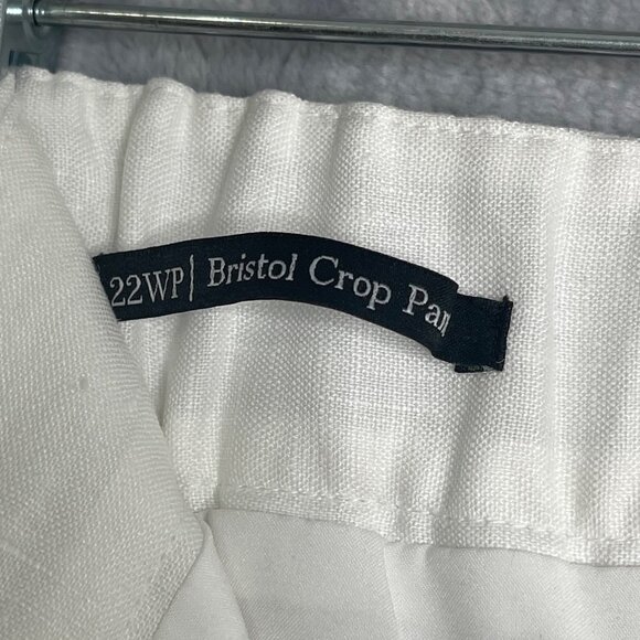 Talbots 100% Linen Bristol Crop Pant White Woemns Plus Size 22W Petite High Rise - Picture 5 of 10